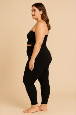 Damen Maxi-Leggings aus Stretch-Baumwolle – Schwarz 2XL/4XL