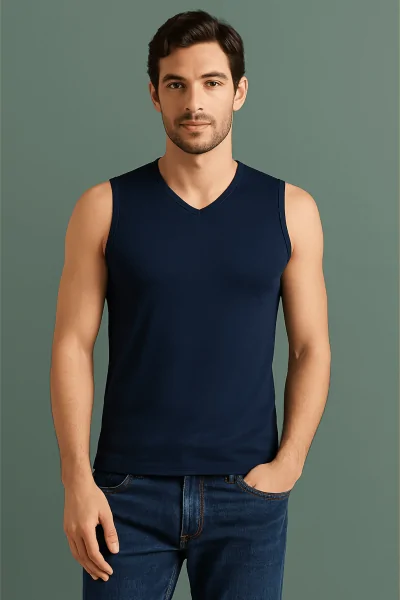 Camiseta sin mangas de algodón elástico para hombre – 3 piezas