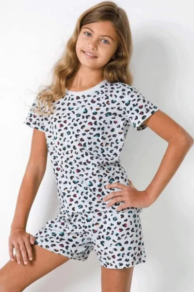 Pyjama en coton imprimé animal pour fille – chemise henley et short