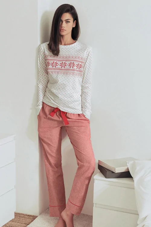 Damen Winter-Baumwollpyjama – warm, hautfreundlich, atmungsaktiv