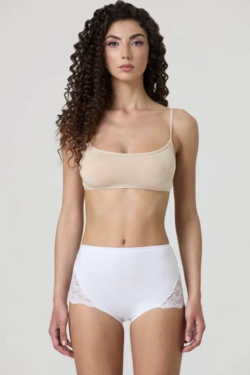 Braguita maxi de mujer en algodón elástico con encaje