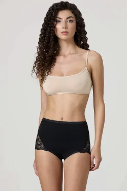 Culotte maxi femme en coton stretch avec dentelle