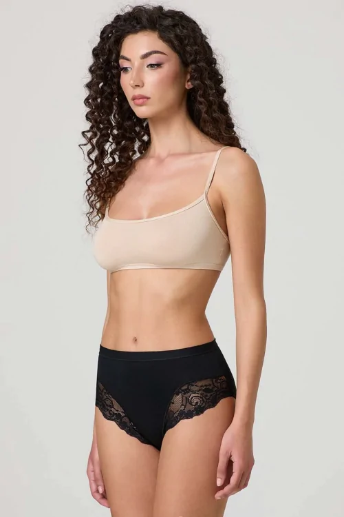 Slip Donna Medio Cotone Modal con Pizzo – 3 Paia