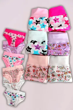 Culottes montantes EMY pour fille – Coton extensible, lot de 6