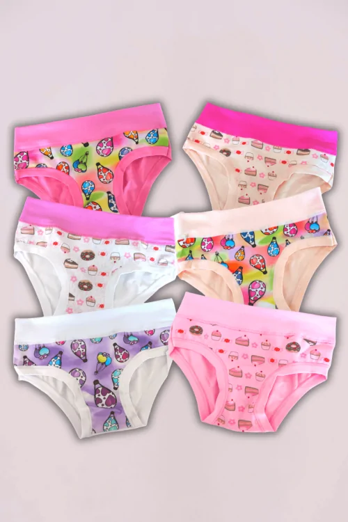 Culottes montantes EMY pour fille – Coton extensible, lot de 6