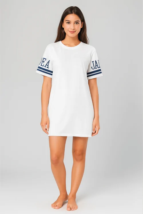 COTON ET MODAL - Pull col rond maxi femme à bandes contrastées