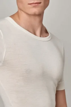 LANA VERGINE - T-shirt intima aderente girocollo da uomo