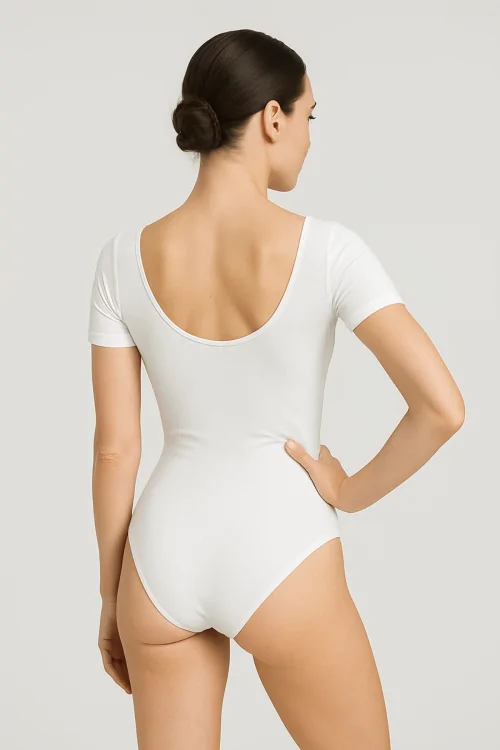 Body décolleté manches courtes en microfibre Fabriqué en Italie