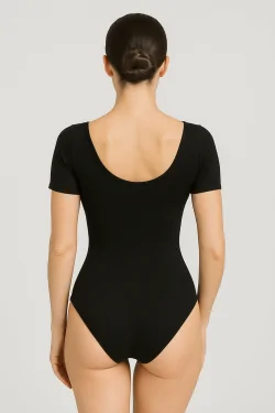 Body décolleté manches courtes en microfibre Fabriqué en Italie