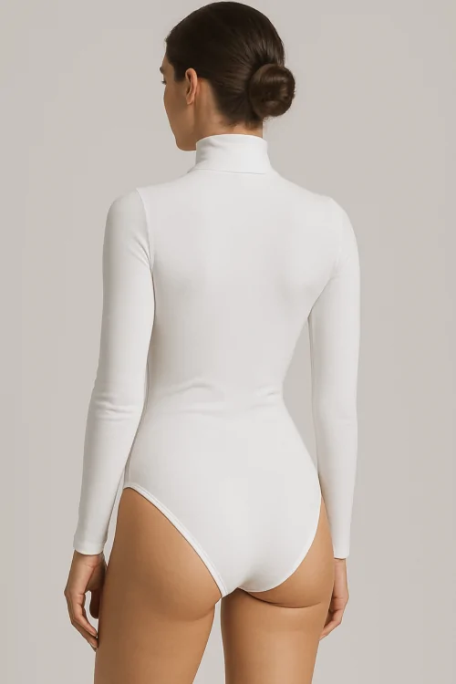 Long-sleeved turtleneck microfiber bodysuit Made in Italy