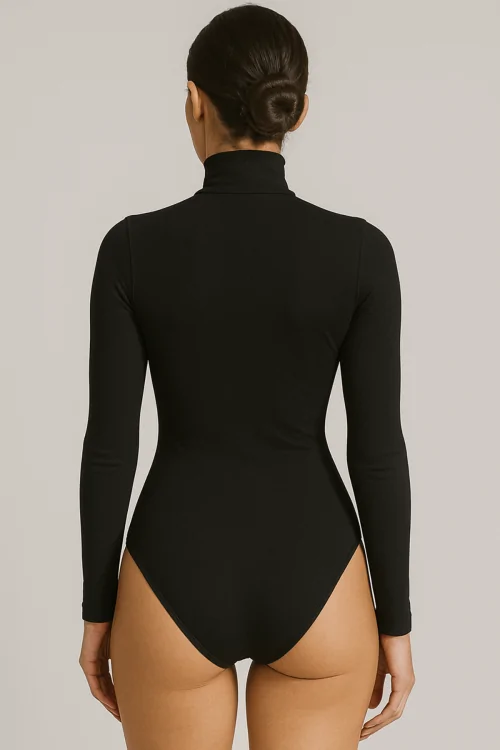 Body manches longues col roulé en microfibre Fabriqué en Italie