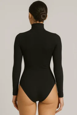 Body manches longues col roulé en microfibre Fabriqué en Italie