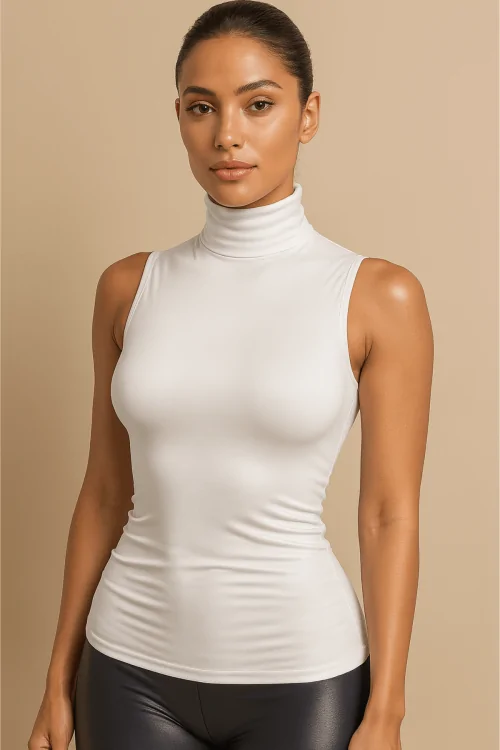 Women's sleeveless microfiber sweater with invisible effect