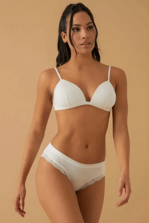 (3 Stück) Niedrig taillierter Slip aus Baumwolle und Modal mit JADEA Spitze