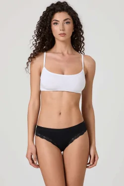 (3pcs) Slip taille basse en coton et modal avec dentelle JADEA
