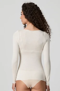 MODAL ET CACHEMIRE - Pull ajusté à manches longues pour femme