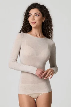 MODAL E CASHMERE - Maglia donna manica lunga aderente