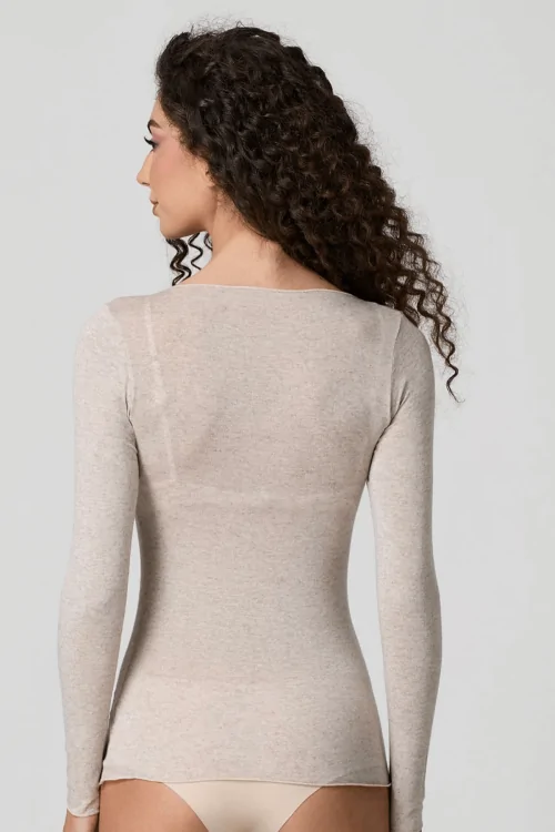 MODAL E CASHMERE - Maglia donna manica lunga aderente