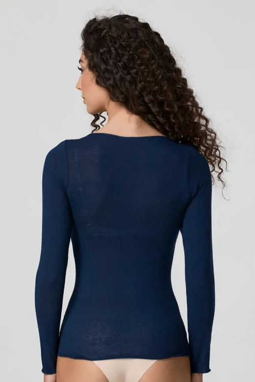MODAL ET CACHEMIRE - Pull ajusté à manches longues pour femme