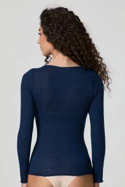 MODAL ET CACHEMIRE - Pull ajusté à manches longues pour femme