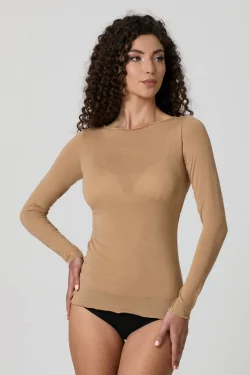 MODAL ET CACHEMIRE - Pull ajusté à manches longues pour femme