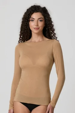 MODAL ET CACHEMIRE - Pull ajusté à manches longues pour femme