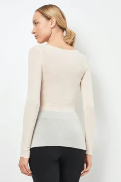 MODAL ET CACHEMIRE - Pull ajusté à manches longues pour femme