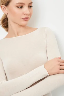 MODAL ET CACHEMIRE - Pull ajusté à manches longues pour femme