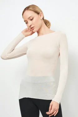 MODAL ET CACHEMIRE - Pull ajusté à manches longues pour femme