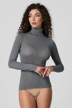 JADEA - Pull col roulé LADYC en modal et cachemire doux au toucher