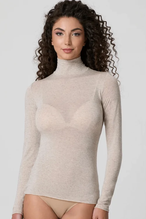 JADEA - Pull col roulé LADYC en modal et cachemire doux au toucher