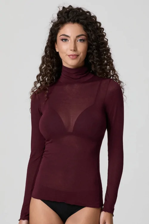 JADEA - Pull col roulé LADYC en modal et cachemire doux au toucher