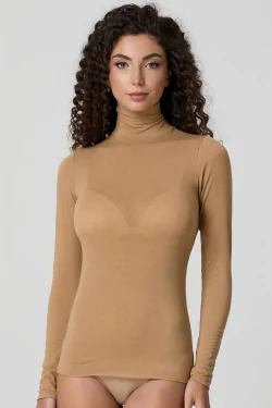 JADEA - Pull col roulé LADYC en modal et cachemire doux au toucher