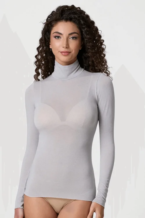 JADEA - Pull col roulé LADYC en modal et cachemire doux au toucher