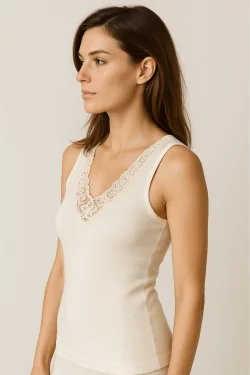 Tanktop aus Wolle und Seide mit Makramee-Spitze EGI - LADYC