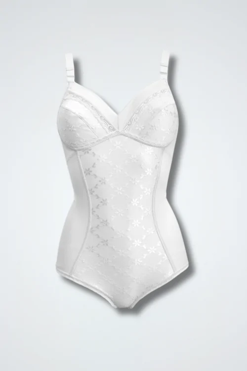Klassischer Shapewear-Body – Baumwoll-Cups und elegante Stickerei