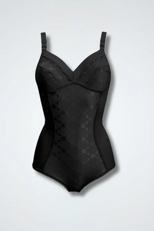 Klassischer Shapewear-Body – Baumwoll-Cups und elegante Stickerei