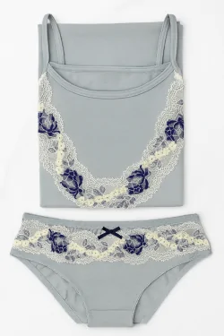 Tank top and briefs set – Softness and refined lace