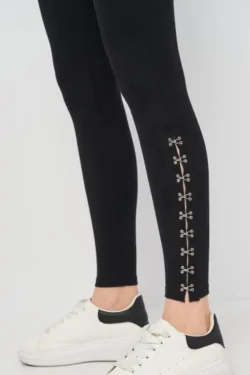 Elegante schwarze Leggings – abriebfest, mit glänzenden Details