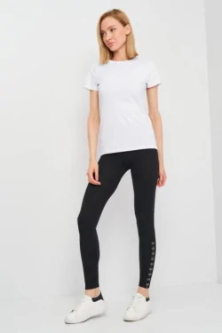Elegante schwarze Leggings – abriebfest, mit glänzenden Details
