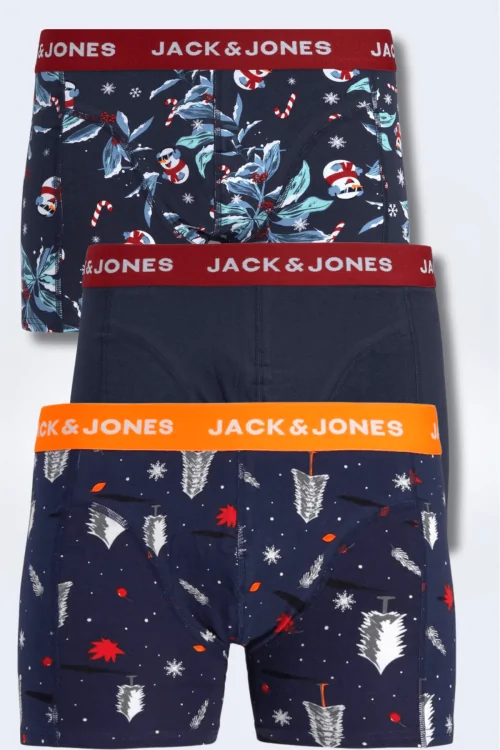 Ensemble de 3 boxers Jack & Jones – Motif neige, confort chaud