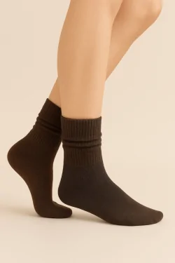 Calze invernali in lana e alpaca corte donna con risvolto - LADYC