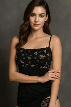 Set aus Oberteil und Slip mit Blumenmuster – Eleganz und Komfort