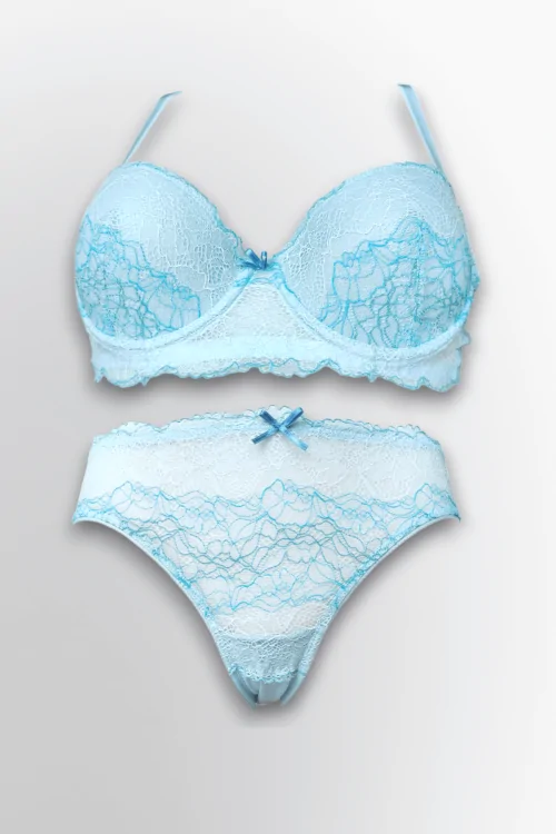 Damen-Set aus Kordelspitze – Balconette-BH und Slip