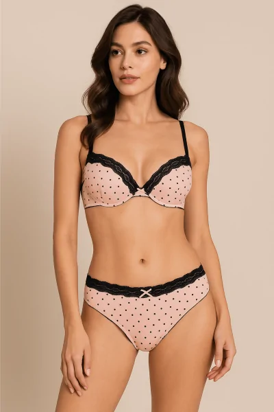 Coordinato donna push-up e brasiliano in raso e pizzo