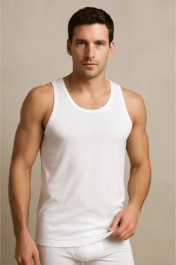 Men's 100% cotton Scottish yarn tank top