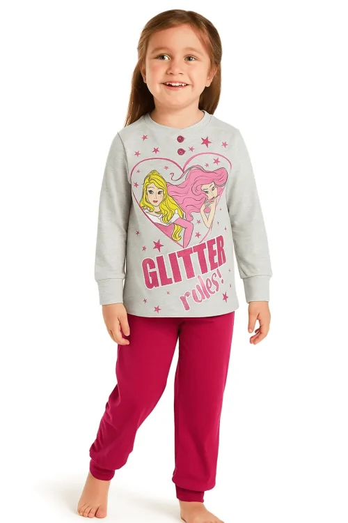 Girls' cotton pajamas with princesses – glitter and comfort