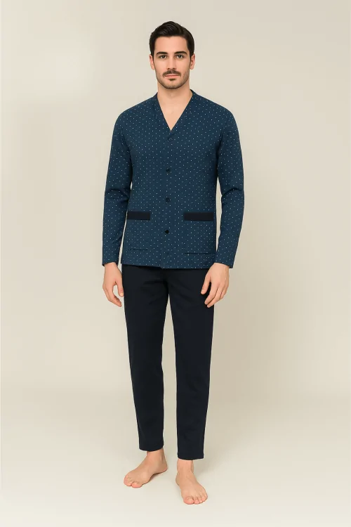Pyjama d'été en coton pour homme – maille ajourée et confortable