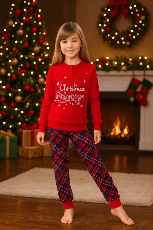 Warme Weihnachtspyjamas für Jungen und Mädchen – 100 % Baumwolle