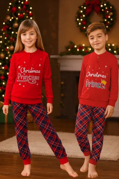 Warme Weihnachtspyjamas für Jungen und Mädchen – 100 % Baumwolle